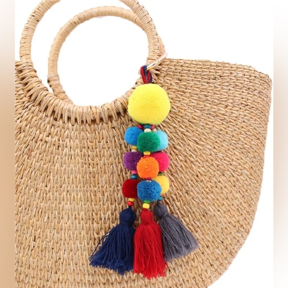 Set of 2, Pom Pom Tassel Bag Pendant,Charm,Keyring,for Women Purse Handbag Decor - Picture 2 of 6